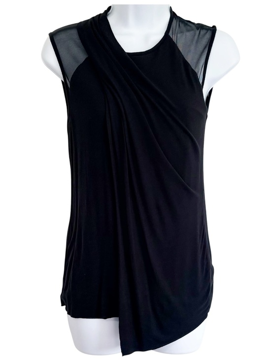 Bailey 44 Tops - BAILEY 44 Black Mesh Sleeveless Asymmetrical Crewneck Stretch Tank Blouse Top S